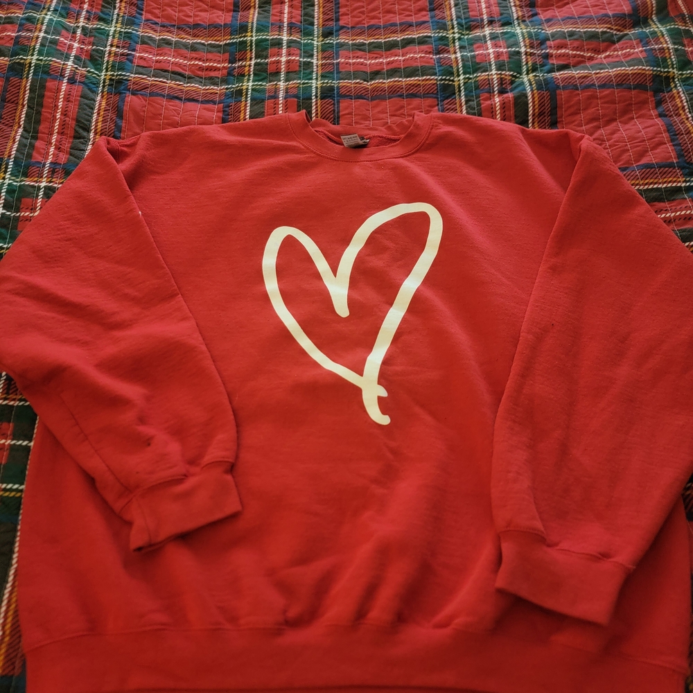 Red Sweatshirt with Heart Design